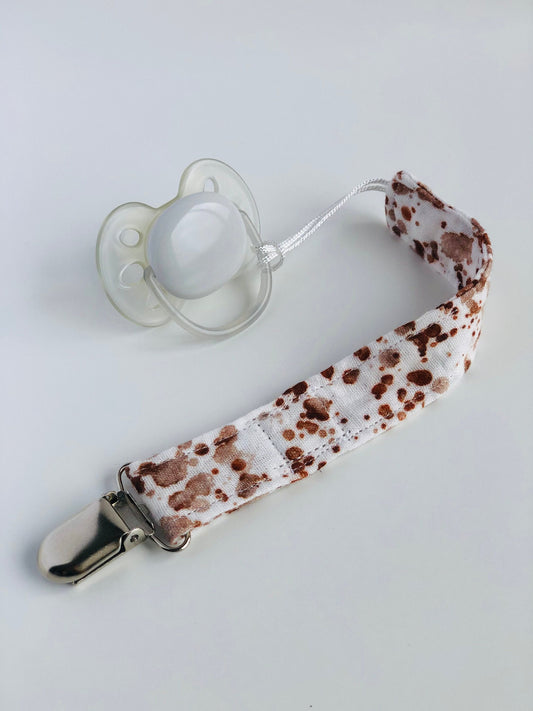 Pacifier Clip - Brown Splat